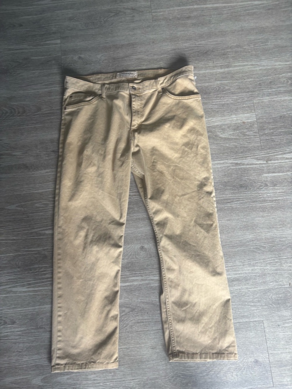 Wrangler Authentics Beige Casual Pants Straight Leg Stretch Men Size 36x30